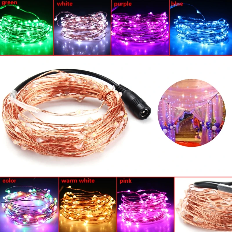 Led Strip Light Waterproof 10m 100led 12v Copper Wire Light Fairy Lamp Christmas Party