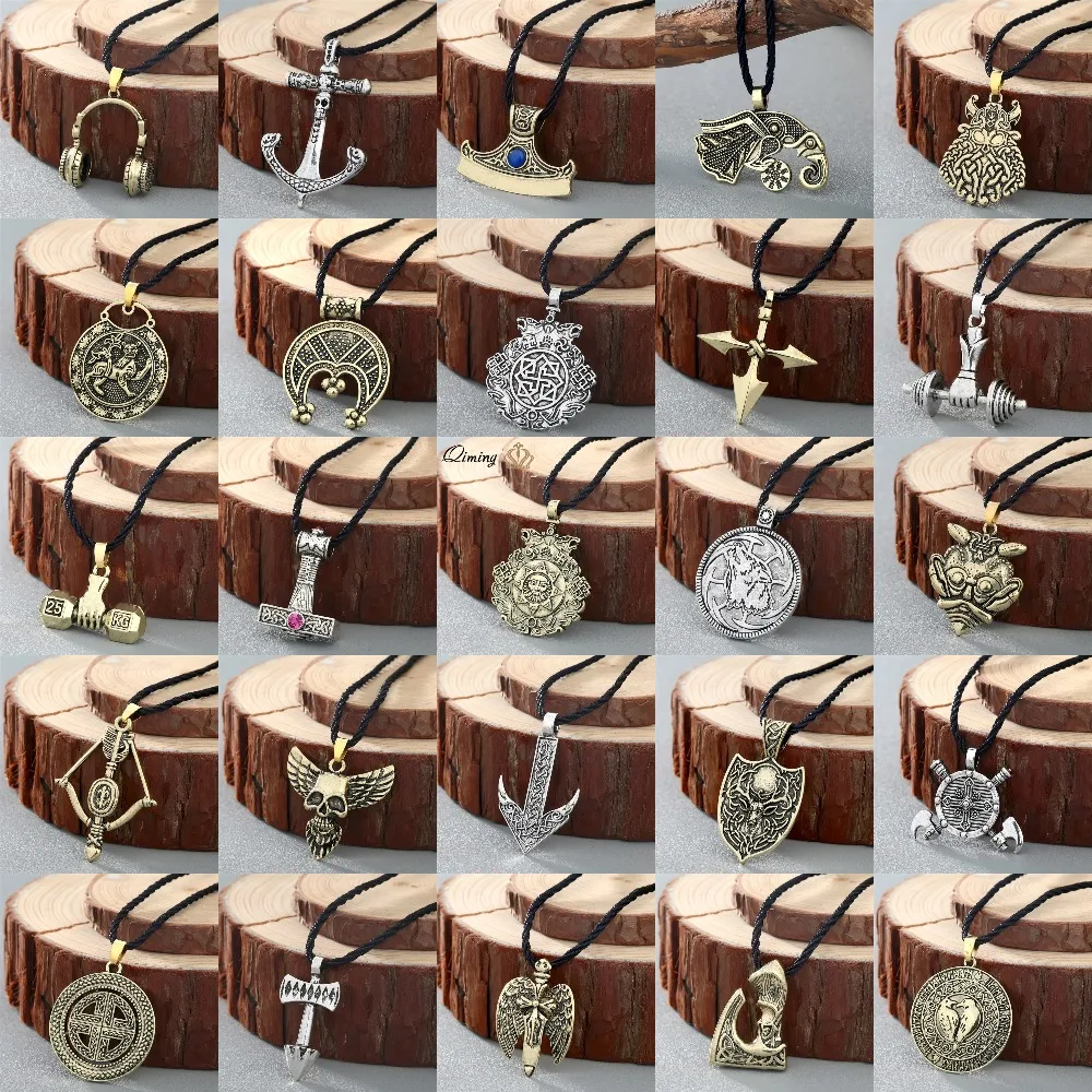 

Slavic Steampunk Women Men's Necklace Tibetan Axe Cross Skull Odin Slavic Viking Jewelry Vintage Pendant Necklaces Gift