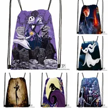 Пользовательские Кошмар перед Рождеством Drawstring сумка-рюкзак милый рюкзак дети сумка(черный назад) 31x40 см#180531-04-08