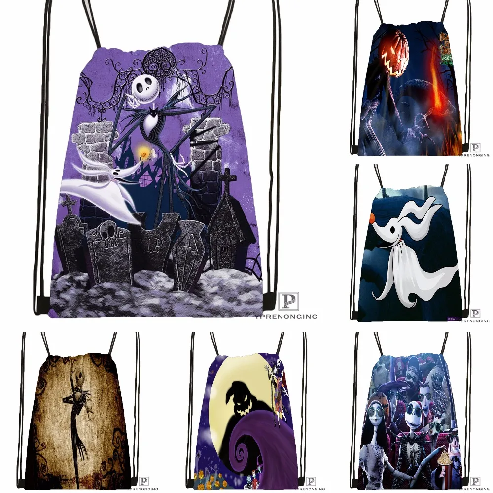 Custom The Nightmare Before Christmas Drawstring Backpack Bag Cute Daypack Kids Satchel Black Back 31x40cm 180531