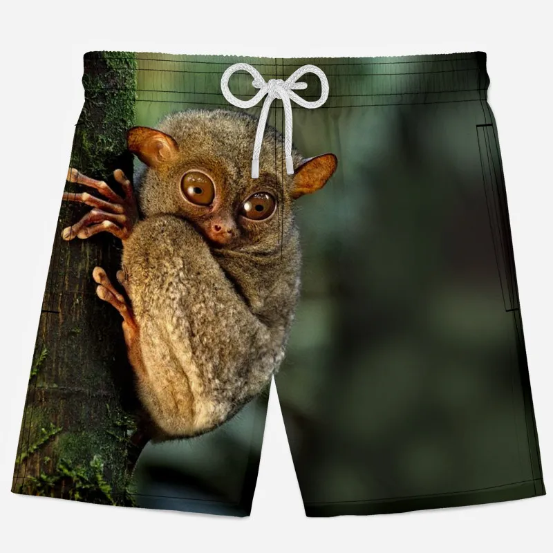 Повседневные мужские шорты с 3D принтом животных, крутые дышащие пляжные шорты с 3d рисунком обезьяны, летние мужские быстросохнущие шорты из молочного шелка - Цвет: T14