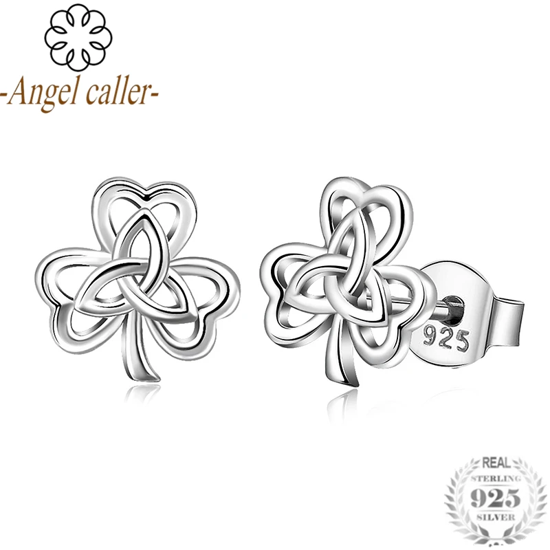 

Angel Caller Genuine 925 Sterling Silver Celtics Knot Small Stud Earrings for Women Fine Sterling Silver Jewelry 2018 CYD074