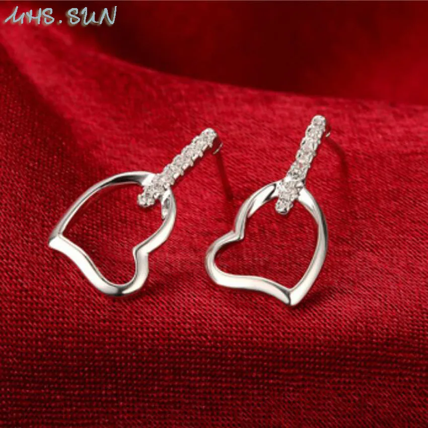 4,$1.99,   European Style Heart Zircon Earrings Crystal Stud Earrings Women Fashion Earrings Jewelry For Valentine's Day Gift (7)