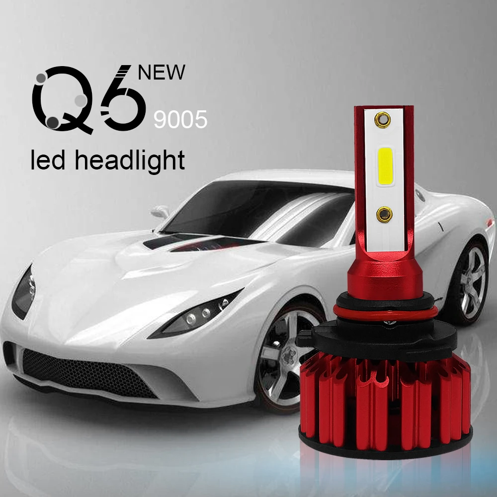 Q6 ABL Автомобильный светодиодный H11 12V 6000K 9005 9006 9003 HB2 HB3 HB4 H7 H4 светодиодный фары лампы авто лампы Автомобильные фары для укладки волос