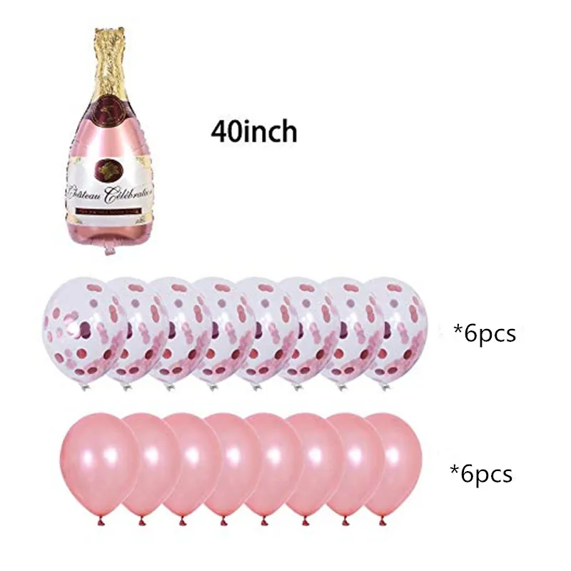 Розовое золото бутылка шампанского вина майлар праздничные украшения из шаров День Святого Валентина Свадебный Душ Свадебный декор для маленькой однокомнатной квартиры