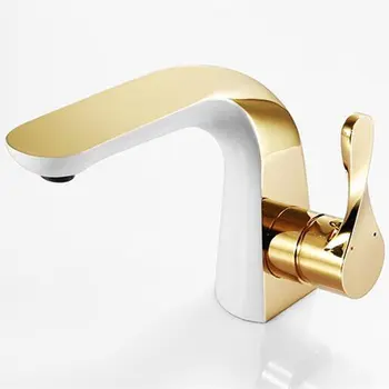 

high quality Basin faucet brass unique design bathroom faucet luxury single lever gold and white sink faucet basin faucet