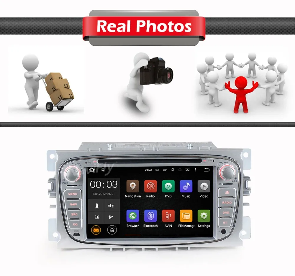 Sale Two Din 7 Inch Car DVD Player Android7.1 For FORD/Focus/S-MAX/Mondeo/C-MAX/Galaxy Quad Core Wifi GPS Navigation Radio FM USB 5