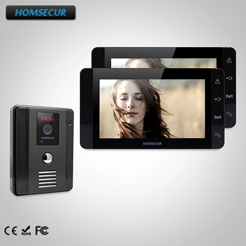 

HOMSECUR 7" Wired Video&Audio Smart Doorbell+Black Monitor 1C2M for House/Flat TC011-B + TM703-B