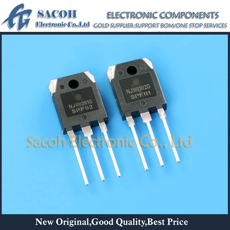 

Free shipping 10Pairs NJW0302G NJW0302 + NJW0281G NJW0281 TO-3P 15A 250V 150W NPN PNP Silicon Power Transistor