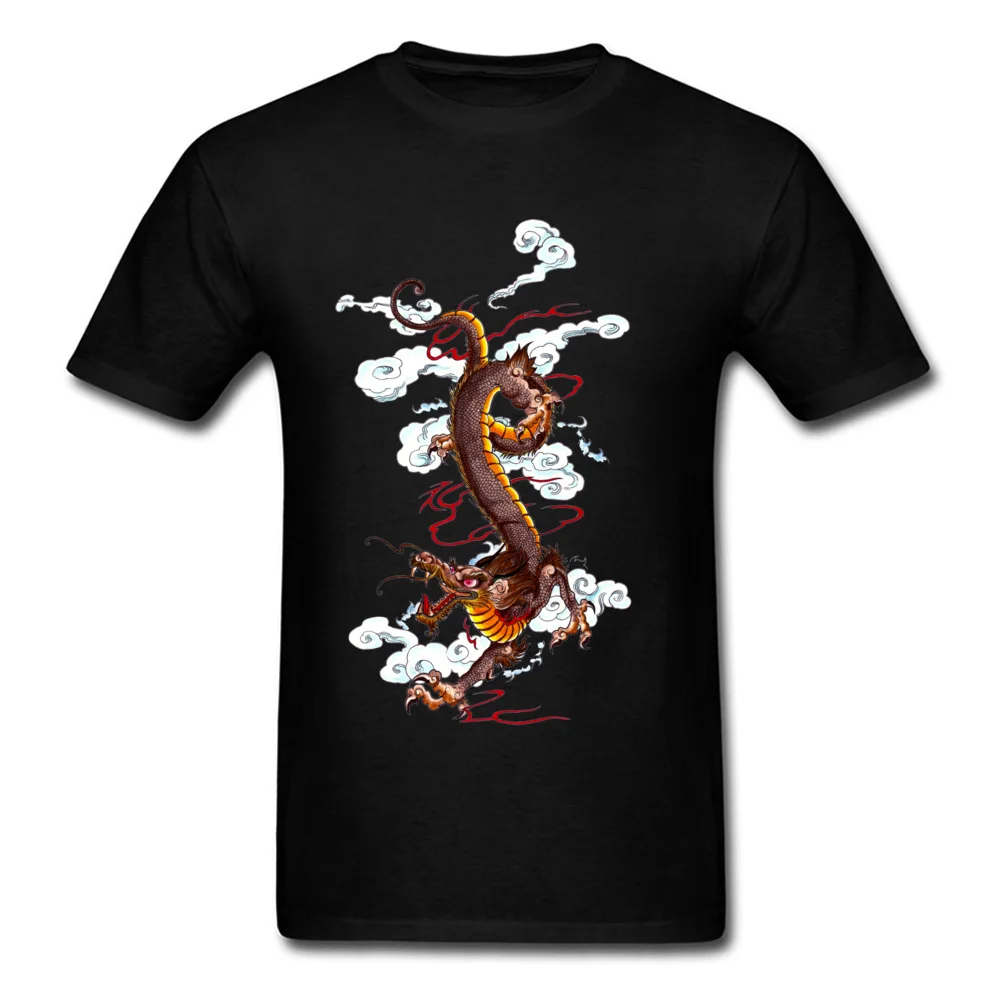 New Arrival Men's T-Shirt Round Neck Short Sleeve Cotton Golden Dragon T Shirt Summer Tee Shirts Drop Shipping Golden Dragon black