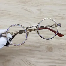 Круглые Солнцезащитные очки в стиле стимпанк, металлическая оправа, стразы, прозрачные линзы, Ретро стиль, круглая оправа, солнцезащитные очки