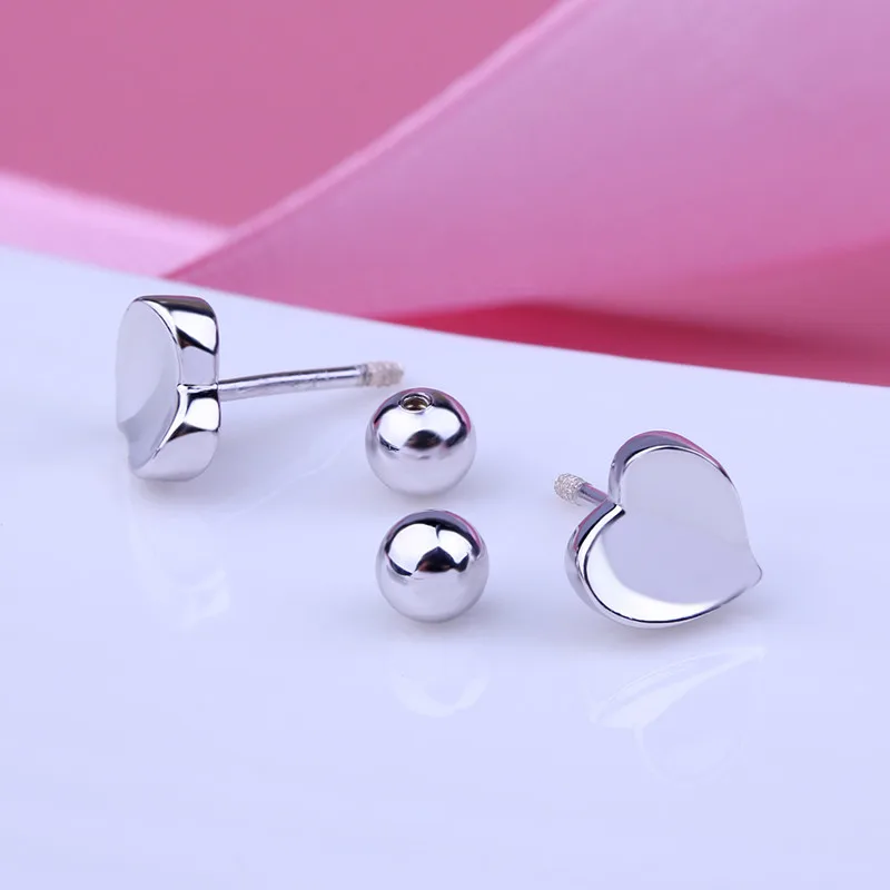 

VOJEFEN Mini Delicate Jewelry stud Earrings 925 Sterling Silver Heart Earrings with Screwback Silver Post Ball for Unisex
