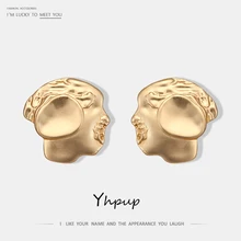 Yhpup стильные минималистичные серьги-гвоздики из цинкового сплава для лица, индивидуальные золотые очаровательные серьги Brincos для женщин, вечерние ювелирные изделия, подарок, новинка
