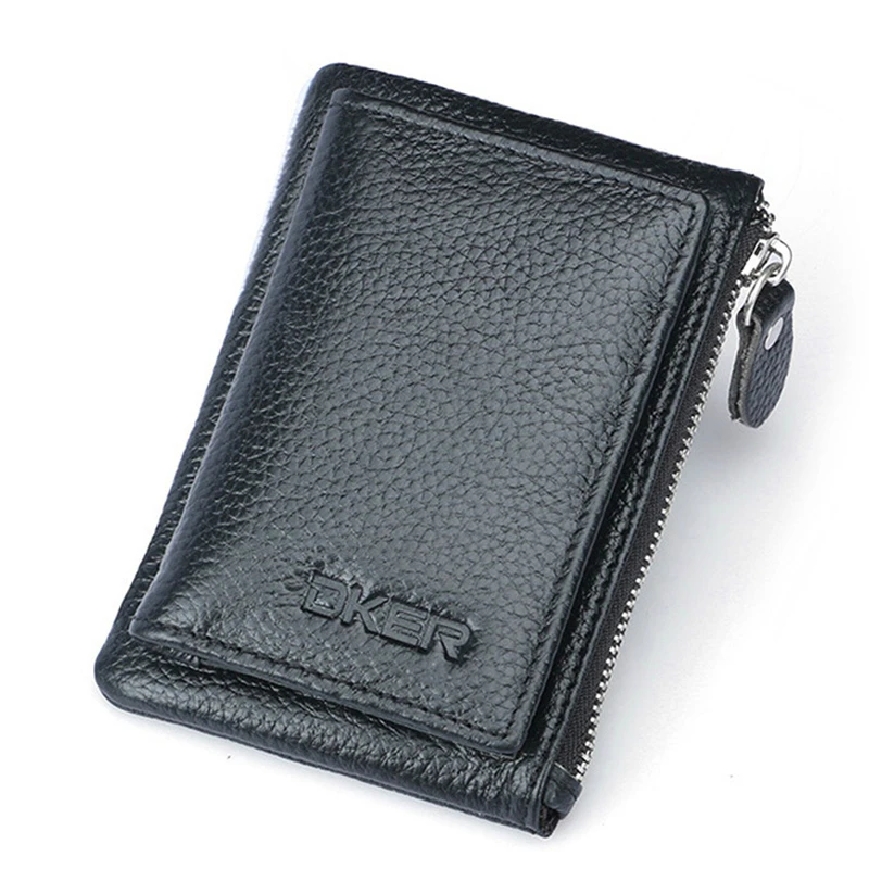 

Genuine Leather Credit Card Holder Zipper Pocket Hasp Short Wallet Credit Card Holders Business Card Holders Coin Purse MWS110