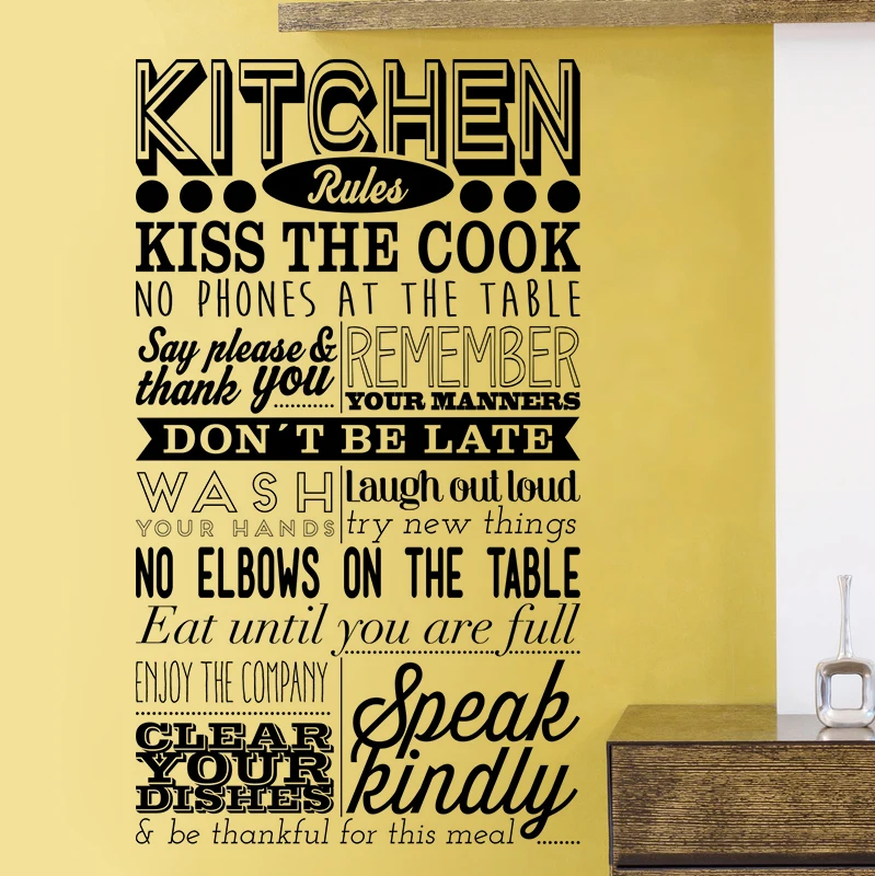 Kitchen Rules Vinyl Wall Decals Table Manners Quote Wall Sticker