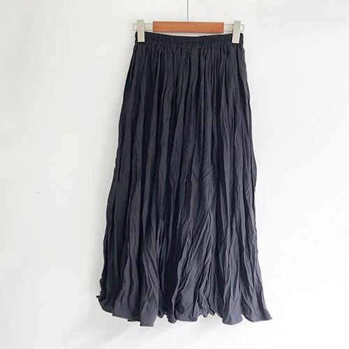 TIGENA, модная женская длинная юбка со складками, весна-лето, черная, белая, праздничная, с большим подолом, трапециевидная, свободная, с высокой талией, макси юбка для женщин - Цвет: Черный