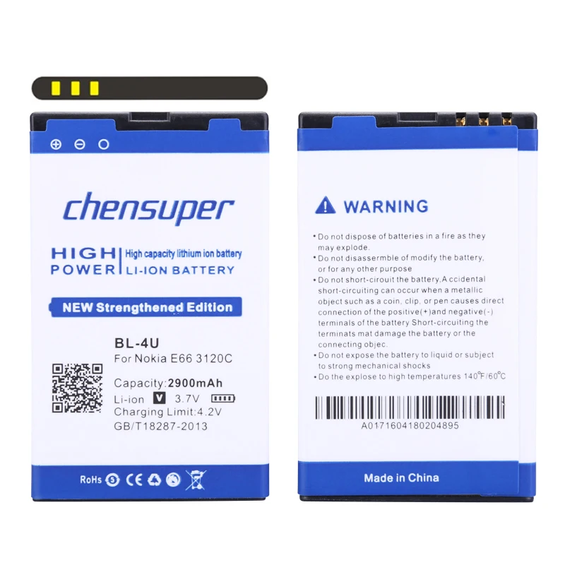 

2 шт./chensuper 2900 мАч BL 4U/фотоаккумулятор для Nokia E66 3120C 6212C 8900 6600S E75 5730XM 5330XM 8800SA 8800CA