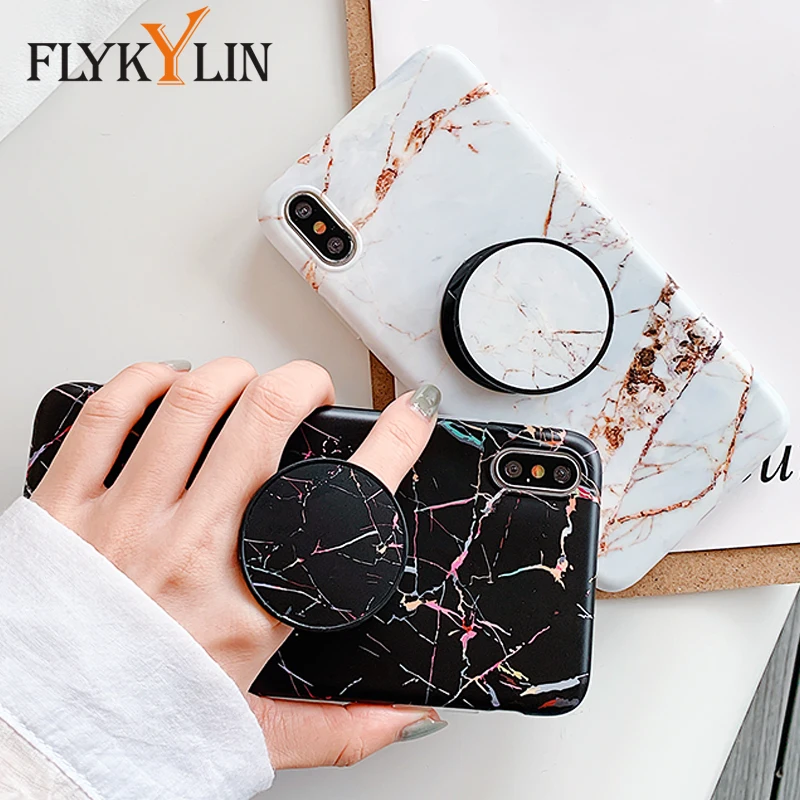 FLYKYLIN Case For iphone X XS Max XR 6S 6 7 8 Plus Back Cover Classic Black White Art Marble Phone Cases Soft IMD Silicone Coque |