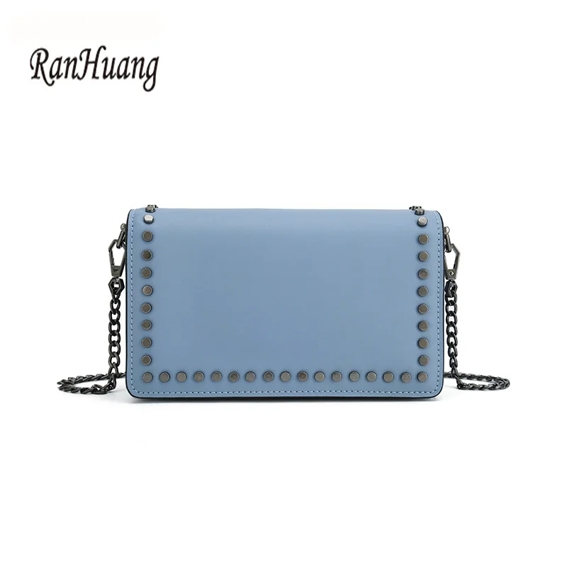 

RanHuang 2019 Women Genuine Leather Shoulder Bags Fashion Rivet Flap High Quality Cow Leather Crossbody Bags Small Messenger Bag