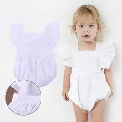 Для маленьких девочек чистый белый с рукавами-крылышками Симпатичные чистые детские юбка для новорожденных девочек В стиле принцессы
