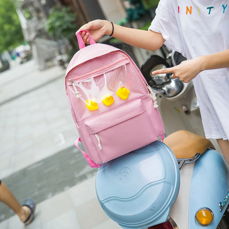 MASEPHILI карамельный цвет ITA сумка DIY прозрачный Рюкзак Kawaii Harajuku школьные сумки для