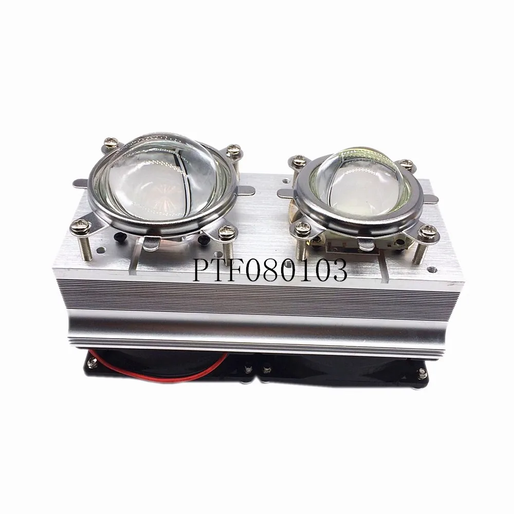 1kit 60-120degree DC12V Led теплоотвод вентилятор+ 44 мм/57 мм стеклянный объектив для 2шт 20 Вт 50 Вт 30 Вт 100 Вт высокой мощности светодиодный чип