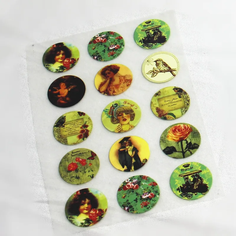 

15Pcs Vintage Beauty Offset Press Iron-on Patches for Clothing Offset PET Transfer DIY Scrapbooking Materials Patches 2x2cm