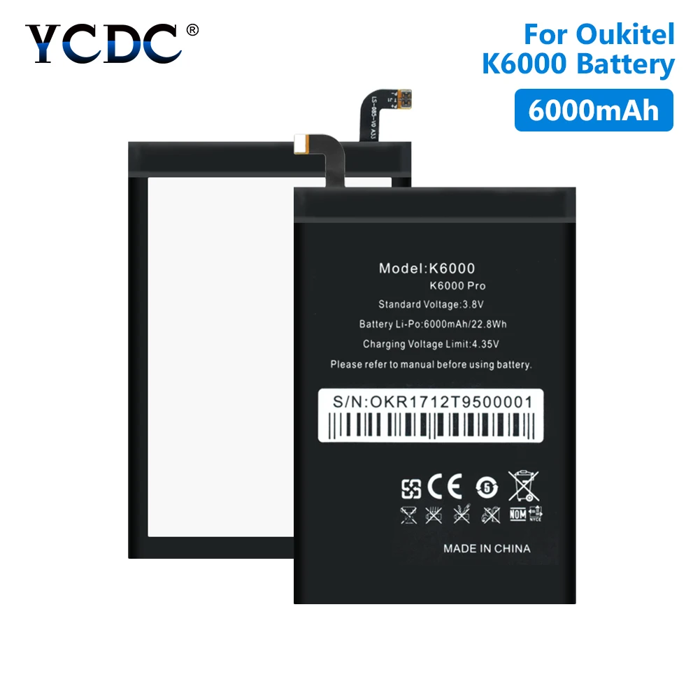 

High Quality 6000mAh Lithium Polymer Battery For Oukitel K6000 K6000 Pro DOOGEE T6 Homtom HT6 Mobile Phone Batteries