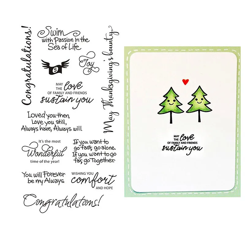 

Congratulation Words Rubber Clear Stamps Silicone Seals for DIY Scrapbooking Card Making Diary Book Paper Maker Decor Stencil