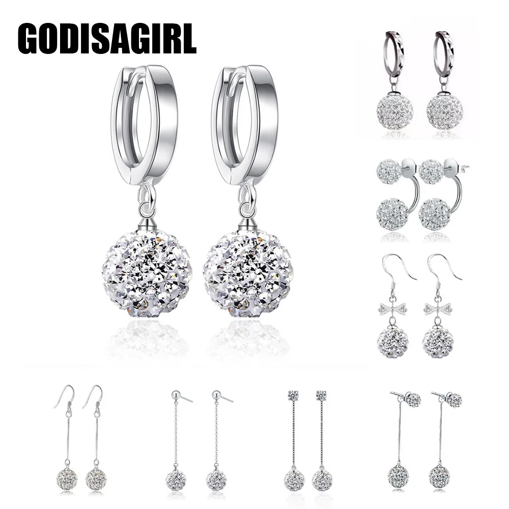

New silver color earrings crystal luxury zirconia earrings female women popular high end vintage earrings
