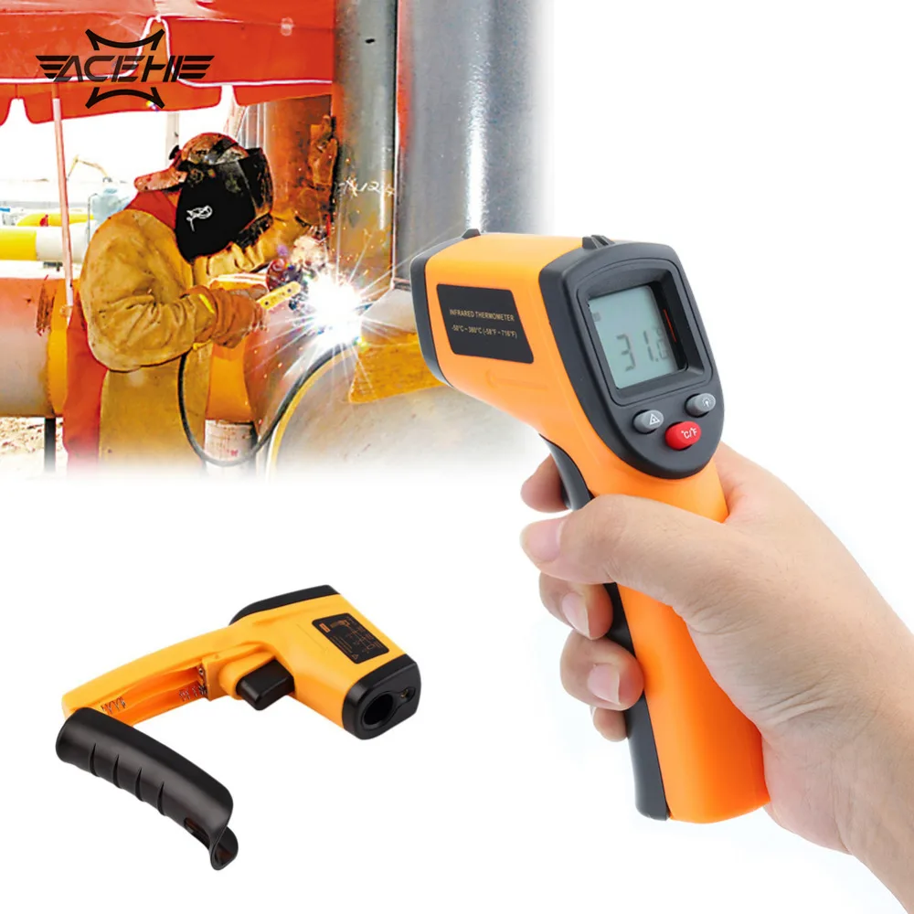 

2017 GM320 Non-Contact Laser LCD Display IR Infrared Digital C/F Selection Surface Temperature Thermometer For Industry Home Use