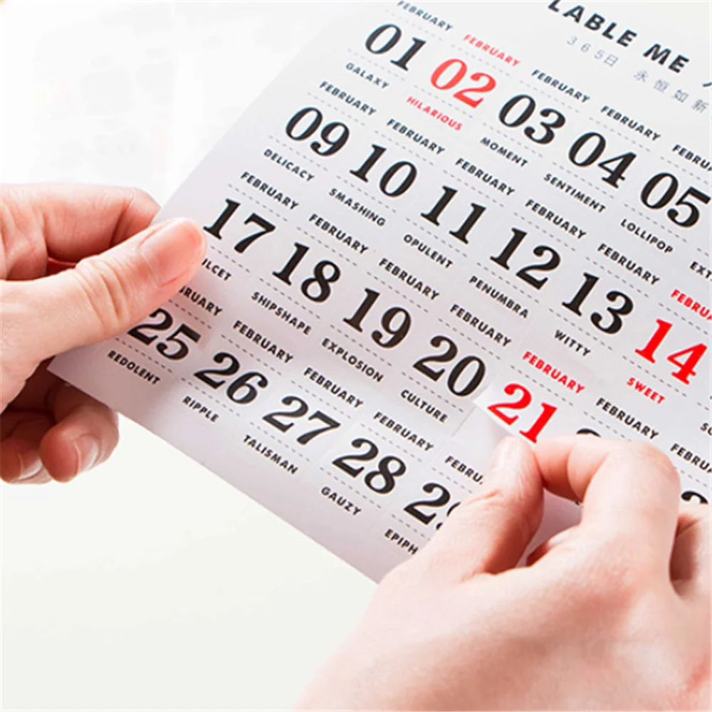 

12 Sheets Calendar Stickers Self Adhesive Agenda Reminder Labels Kawaii DIY Scrapbooking Journal Sticker Decorations Stationery