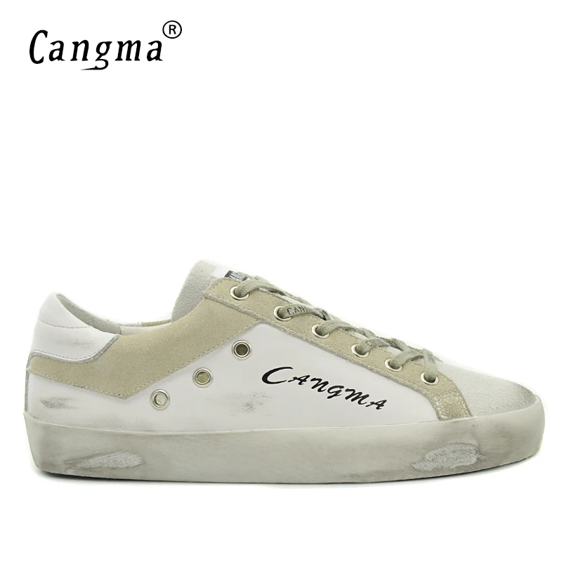 

CANGMA Brand Retro Mens White Sneakers Shoes Suede Genuine Leather Breathable Shoes Men Low Autumn Male Adult Casual Footwear