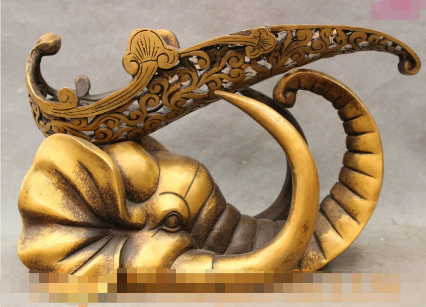 

R0720 Details about Chinese Bronze Auspicious Elephant Head Statue Decorative Red Wine Storage Rack
