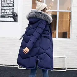 Плюс Размеры зимняя куртка для беременных Для женщин пальто меховой воротник с капюшоном теплая Женская длинная куртка Laidy Толстая парка