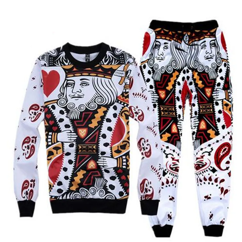 

Sondirane Newest 3D Print King/K Poker Face Sweatshirt&Sweatpants Men Boy Jogger Pants Casual Tops Trousers Funny Clothing