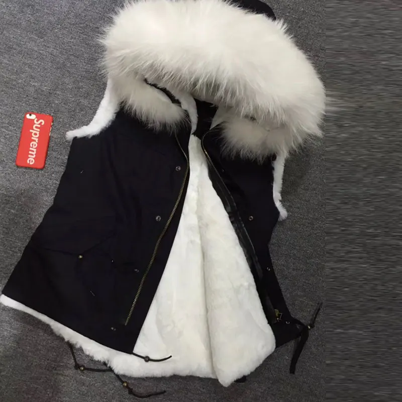 

2017 Fashion Black casual vest mr mrs winter fashion street wear white fur vest coat free shipping