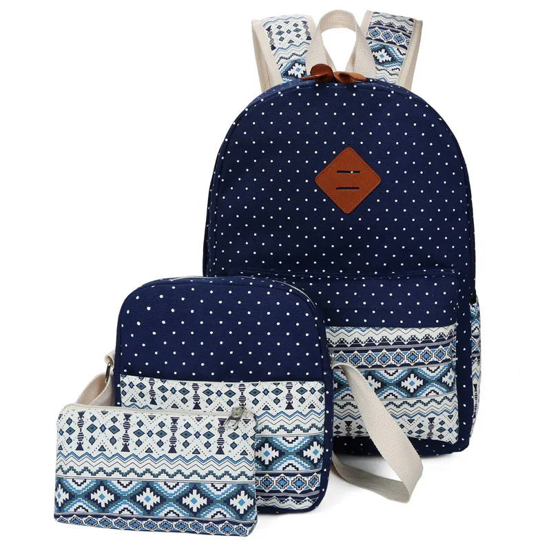 

Children School Bags for Teenagers Girls Schoolbag Large Capacity Canvas Dot Printing Teenagers Backpack boy Bagpack BookBag