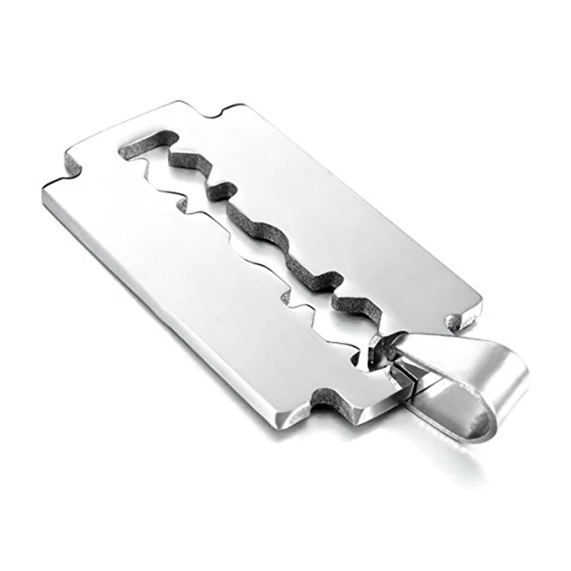 

Stainless Steel Pendant Necklace Silver Knife Punk Rock Man, Chain 58cm