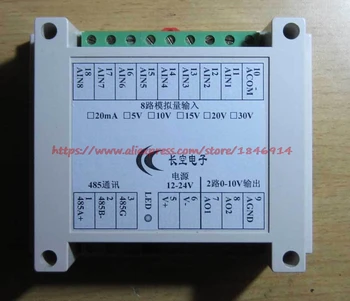 Free shipping RS485 collector card 8 road 4-20mA analog input current voltage 2 road 0-10V output MODBUS high precision usb analog signal output module 0 10v 5 5v 4 20ma and other ranges