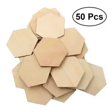 50 шт. 40 мм бук деревянный шестигранный орнамент из кусочков деревянные формы украшения, Декор DIY ремесла украшения