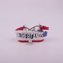 Drop Shipping Infinity National Flag Bracelet Heart Charm Leather Bracelets & Bangles for Women Men Jewelry vintage heart crown flag waterdrop bracelet for women