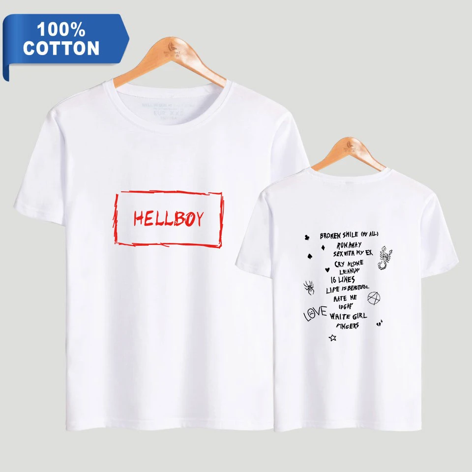

K pop Lil peep Harajuku T Shirt Men/women 100% cotton T-shirts Hellboy Summer Skateboard Tee Boy Skate Tee shirt Tops
