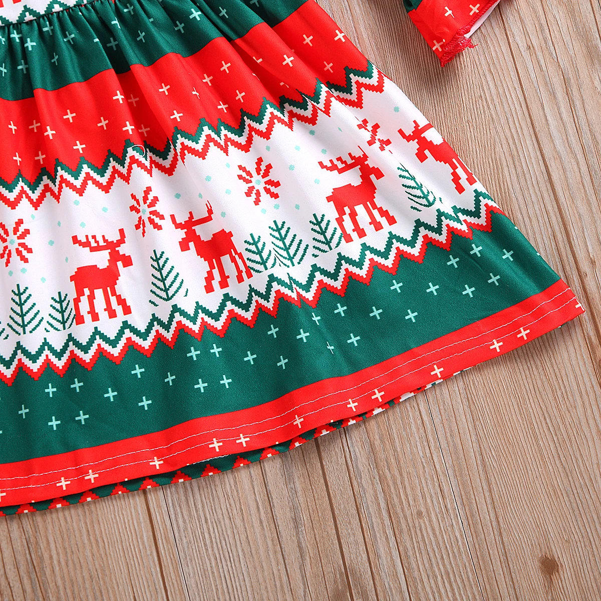 Рождественское платье с длинными рукавами и оборками для маленьких девочек вечерние новогодние платья с рисунком снежинок и оленей повязка на голову для девочек