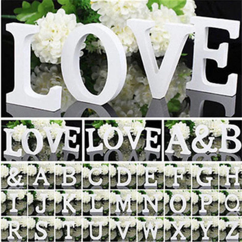 

White Wooden LOVE English Alphabet Wedding Sign Romantic Wedding Decoration DIY Marriage LOVE Letters Photography Props