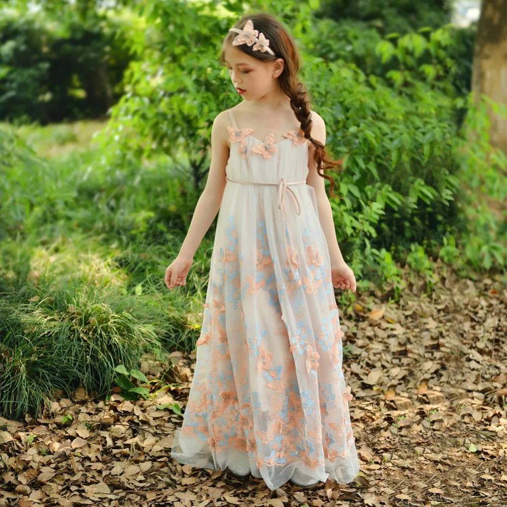 

[Bosudhsou] als-5 Kids Girls Floral Dress Baby Girl Butterfly Party Dresses Children Fancy Princess A-Line Dress Wedding Clothes