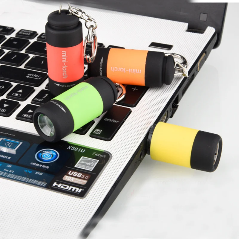 

New Waterproof USB Light Rechargeable LED Flashlight Lamp Pocket Keychain Mini Torch