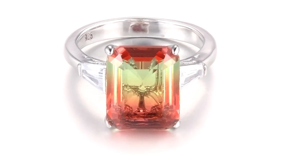 TKJ Аутентичные кольцо из стерлингового серебра 925 Турмалин три цвета для женщин обручальное кольцо вечерние аксессуары ювелирные изделия