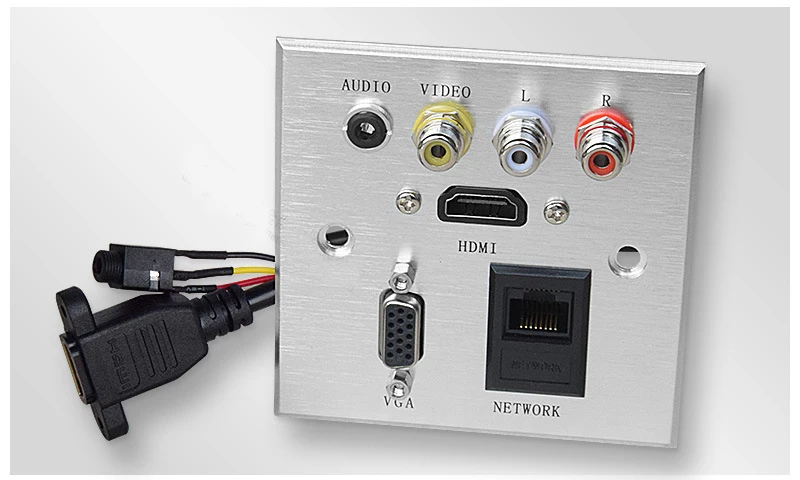 Мультимедийная панельная розетка алюминиевая панельная розетка многофункциональная Информационная панель с аудио, видео, HDMI, VGA, RJ45 - Цвет: 1PCS AS PIC