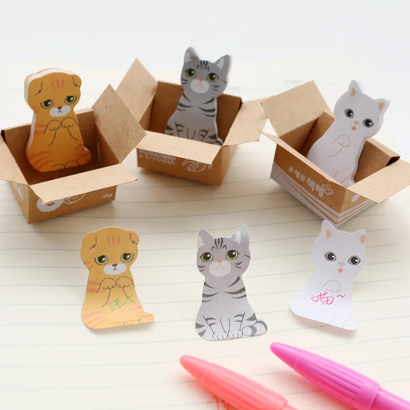 3D мультфильм Kawaii Скрапбукинг кошка собака коробка наклейки милые корейские Канцелярские Стикеры канцелярские принадлежности офисные школьные принадлежности блокнот